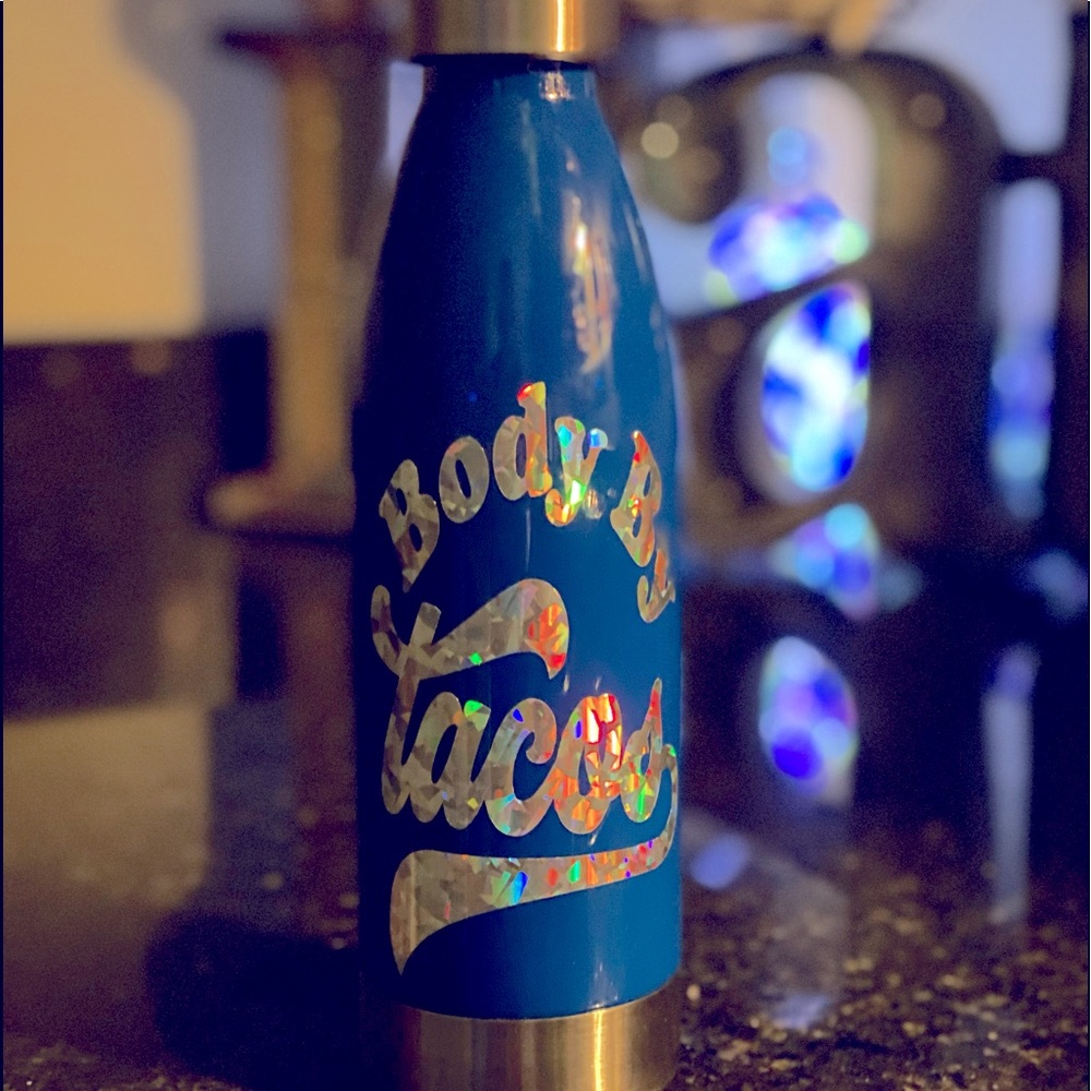 22oz plastic water bottle with custom vinyl decal